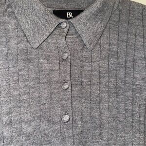 Banana Republic Knit Ribbed Polo Sweater - Gray Size M
